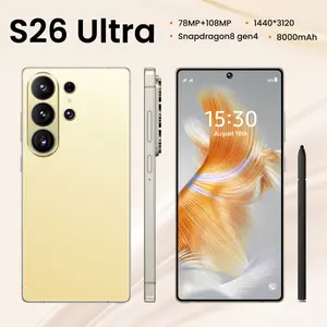2026 S26 Ultra Unlocked 5G Android 15 Smartphone,12GB+512GB,6.99" HD Display,78MP+108MP Cam,8000mAh, Dual Card, Built-in Pen, Face Unlock, Case & Protector