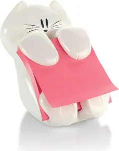 White,Pop-up Note Dispenser, Cat design, 3x3 in, 1 Dispenser/Pack