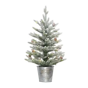 Puleo Pre-Lit 2' Flocked Table Top Artificial Christmas Tree