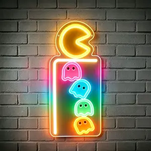 Wall-Mounted Pac-Man Acrylic Neon Light, USB Powered, Adjustable Brightness, Ideal for Gaming Room, Kids' Room, Birthday Gifts, Party Decor
