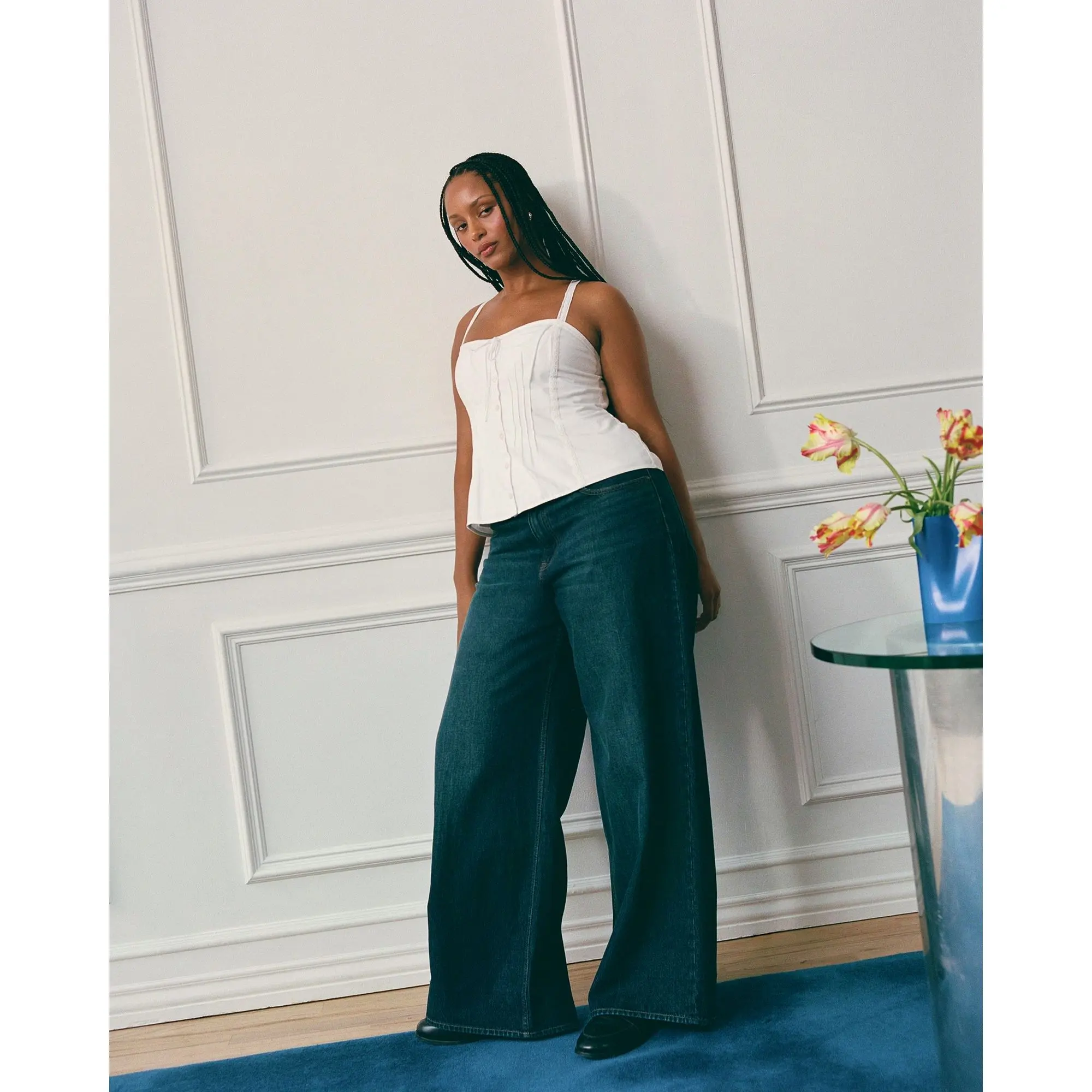 Abercrombie & Fitch Curve Love High Rise Wide Leg Jean