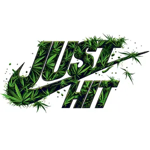 JUST HIT IT 420 INSPIRED DTF TRANSFER FOR T-SHIRTS OR HOODIES with Green Leaf Design