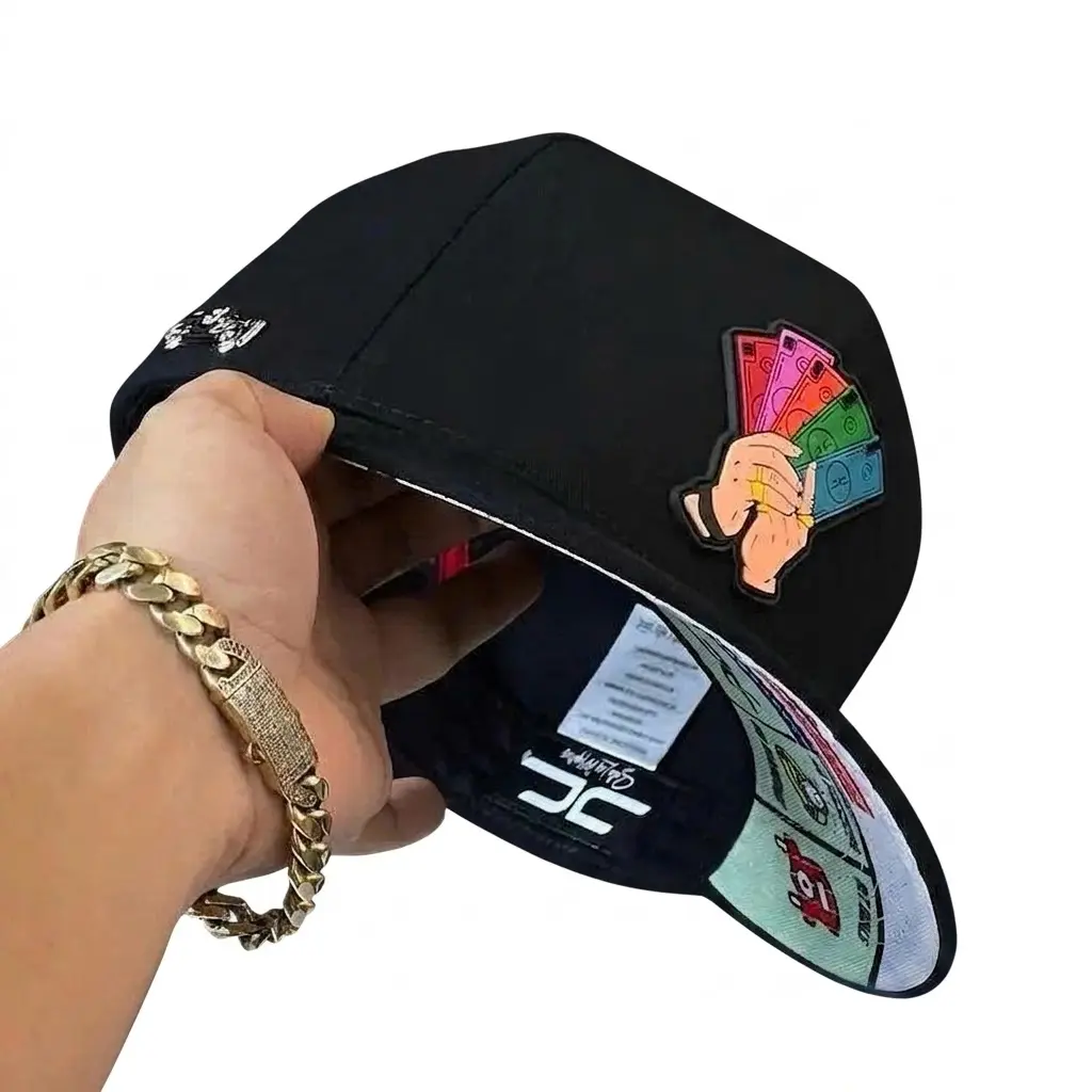 Streetwear Black Money Graphic Snapback Hat | Adjustable Hip Hop Cap for Men & Women
