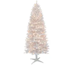 Puleo 7' Pre-Lit White Carson Artificial Pine Tree 200 Lights