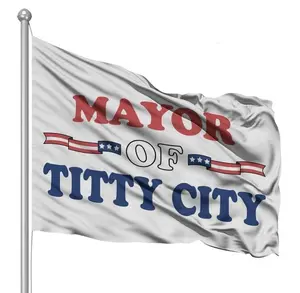 Mayor Of Titty City Flag  Flag 3x5 ft - Perfect Wall Decor for Mancaves, Bars or Bachelor Pads Great Gift Outdoors Pack Ornaments wishing banner funny