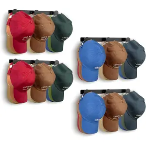 4 Packs Hat Rack for Wall, Hat Organizer for Baseball Caps Holds 36 Hats, 3 Mounting Options Hat Hook Hanger, Strong Baseball Hat Holder Storage, Cap Display for Door, Room, Closet (Black)