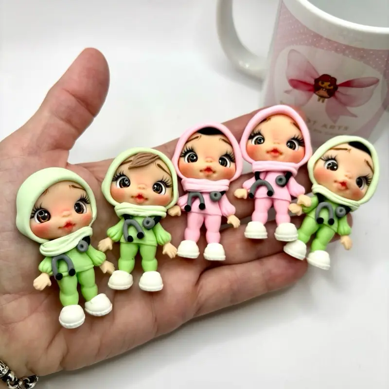 Witch Clay Dolls - Adorable Handcrafted Figurines with Colorful Hair and Unique Outfits for Collectors