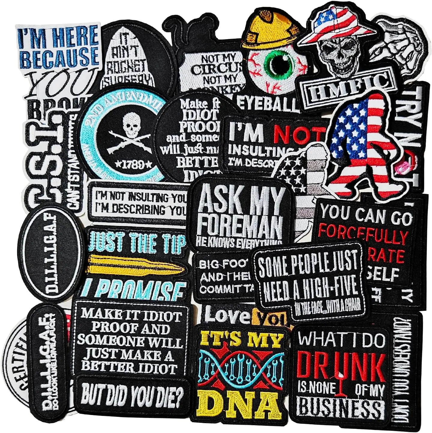 32Pcs Funny Sayings and Prank Meme Embroidery Patches DIY Motif Iron On Or Sew On Patches Appliques for Jeans Jackets Clothes Backpacks