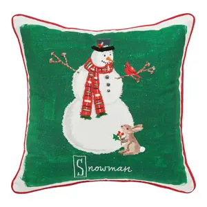 C&F Home 18" x 18" Snowman Alphabet Printed/Embellished Pillow