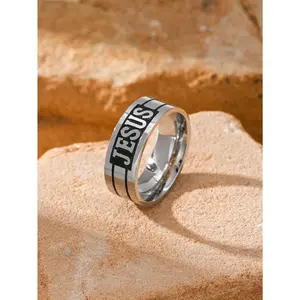 Minimalist JESUS Letter Ring, Minimalist Luxury Band for Women