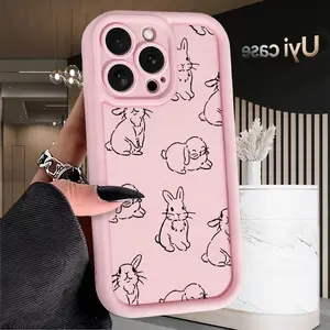 Cute Bunny Case for iPhone 17 Air 16 Pro Max 15 Plus 14 13 12 11 X XS Shockproof Soft Silicone Cover with Advanced Fashion Design