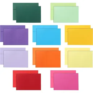 10 Assorted Colors Blank Flat Cards and Envelopes 4 x 6 Heavyweight Single Panel Cardstock and A4 Envelopes Printable Self Seal 20 Packs for Greeting Cards, Wedding Invitations, Birthday