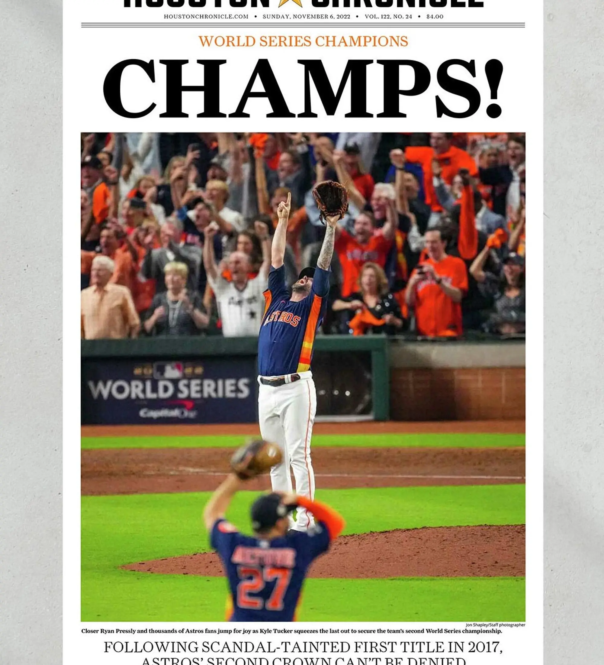 2022 Houston Astros “Champs” World Series Unframed Poster Print