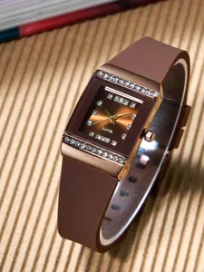 Women's Elegant Rhinestone Decorated Rectangle Quartz Watch, Exquisite Trendy Wristwatch, Modern Trendy Watch, Fashionable High End Watch for Women As Gift without Box, National Day Offers