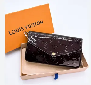 Pre-owned Louis Vuitton Vernis Pochette Felicie Chain Wallet Amarante