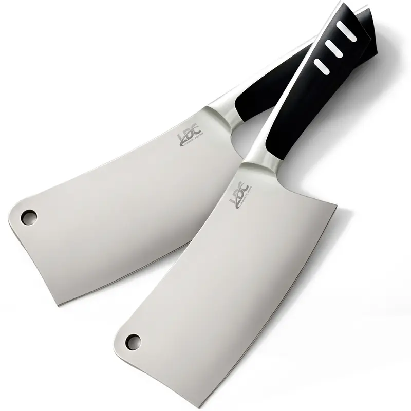 LDC LUX DECOR COLLECTION 7-In Heavy Duty Stainless Steel Butcher Knife - Ergonomic Handle, Rust-Resistant Ultra-Sharp Edge for Chopping, Cutting, Cooking - Kitchen Cook Tools, Stainless Steel Knives