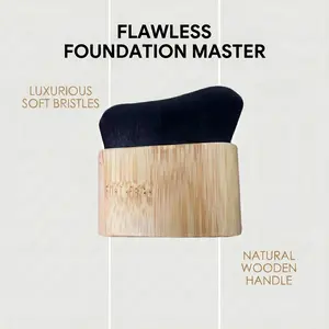 BeautyLabUS New Oversized Soft Makeup Brush • Multifunctional Body & Neck Brush • Bamboo Flat Brush • Fluffy Caterpillar Brush for Foundation & Loose Powder