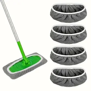 4 Pack Flat Floor Mop Replacement Cloths Heavy Duty, Strong Stain Moisture Pickup, Dual Use for Wet/Dry Cleaning, Easy Care (Mop Excluded, Size Check Advised)