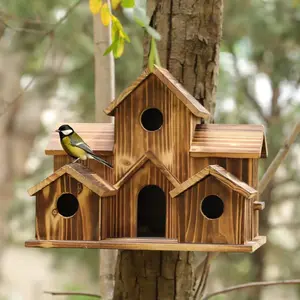 Hanging Bird Nest, Pine Wood Construction, Spacious Interior for Bluebirds and Small Birds, Easy Installation, Outdoor Garden Decor