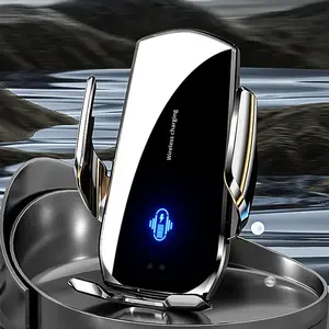 Car Phone Holder Mount, WirelessCar Charger, Fast Charging AutoClamping Car Accessories Compatiblewith iPhone 15 14 13 12 11 Xs XR,Samsung S23 Uitra S22 S21S20/S10+ S9+ Note 9,Silver Smartphone Cellphone