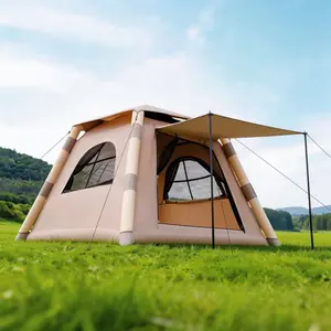 4-Pillar   for 3-4 People, Easy-to-Setup Inflatable , Luxury  Outdoor Air , Waterproof Inflatable House  for Adults Breathable Camping Portable Tent All-Weather Panoramic Bubble enclosed canopy Pop-Up with Room Large Cot Folding Mattress