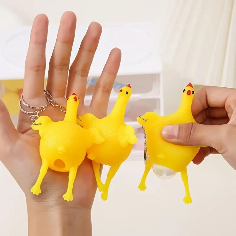 2pcs Funny Chicken Keychain Toy, Novelty Egg Hen Plaything, Kids Easter Party Gift, Fun Accessory, Unique Holiday Present, Keychain Decor, Funny Keychains