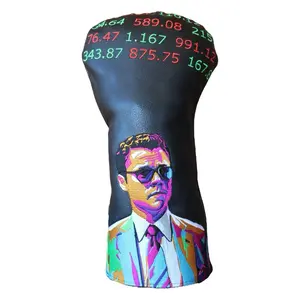 Wolf on Wall Street Golf Driver Headcover - Versatile Design for Standard Drivers, Leather Material, Eye-Catching Pattern