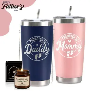 Pregnancy Gifts for New Parents, Mommy and Daddy 20Oz Tumbler Set, First Time Mom & Dad Gifts, Mothers Day & Fathers Day Gifts for Couples