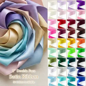 1-Inch Double-Face Satin Ribbon by Peaco, 100yd High-Density Satin with Smooth Finish, Easy Shaping, Soft Shine, Fade-Resistant, Fray-Resistant, Clean Edges, for Gift Wrapping & Bows, Christmas Decor, Wedding Crafts Gift Decoration Gift Box Design