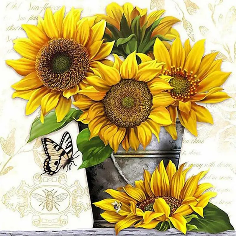 Sunflower Pattern Diamond Painting Kit, DIY 5D Diamond Art Kit Numbers Painting Kit, Wall Art Home Decor Picture Without Frame