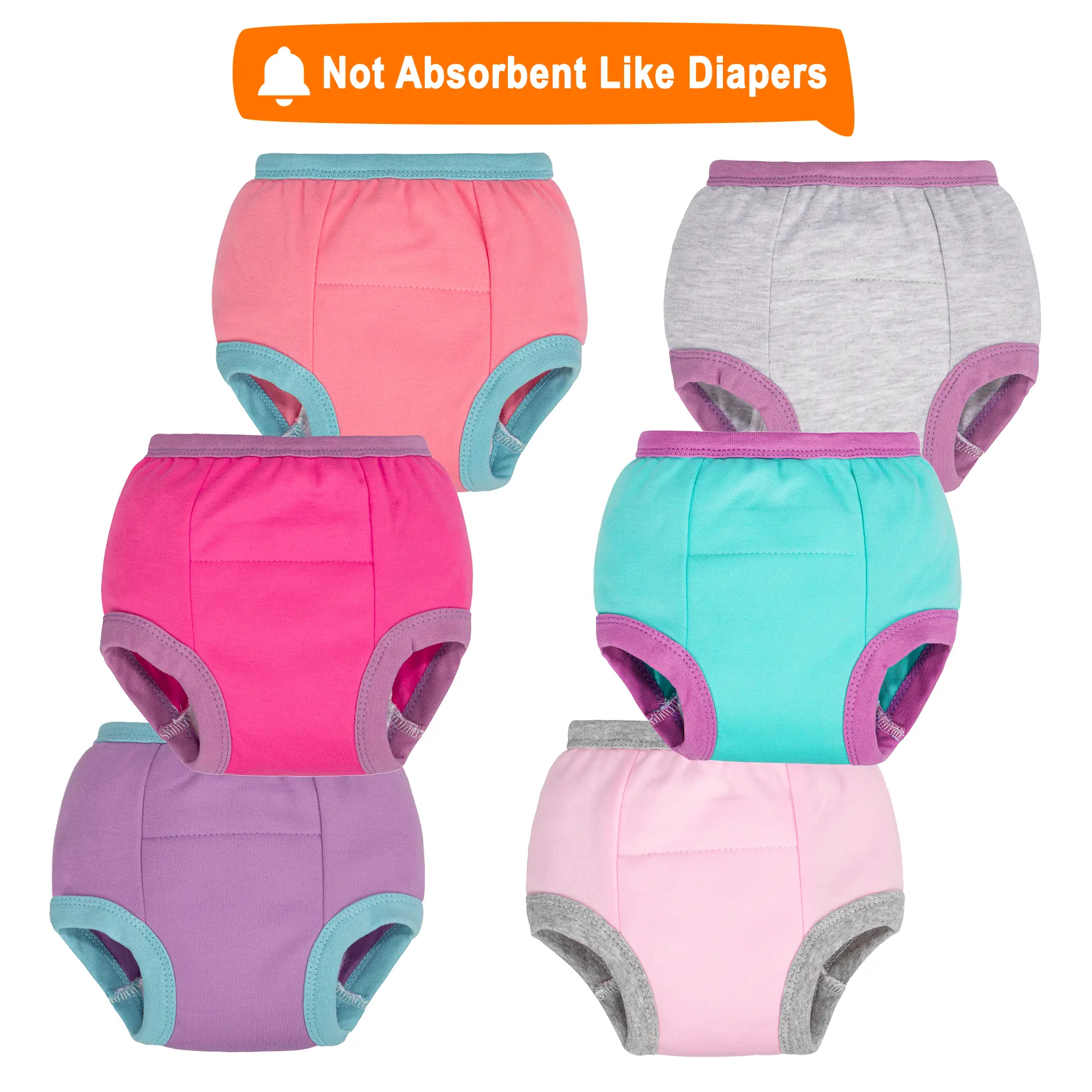 6 Pack Potty Training Pants for Toddlers – Soft Cotton Solid Color Underwear for Boys & Girls