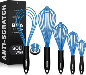 Silicone Whisk, Whisk Non Scratch Whisk for Cooking, 5+7+9+11in Balloon Whisk, Suitable for Mixing, Blending.