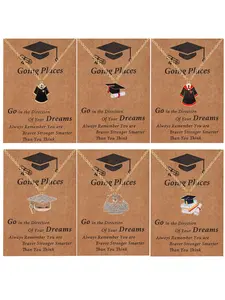 6 pcs Graduation Gift Set, Graduation Accessories Jewelry Necklace Pendant, Perfect Party Gifts for Her Him, Ideal College Commencement Present