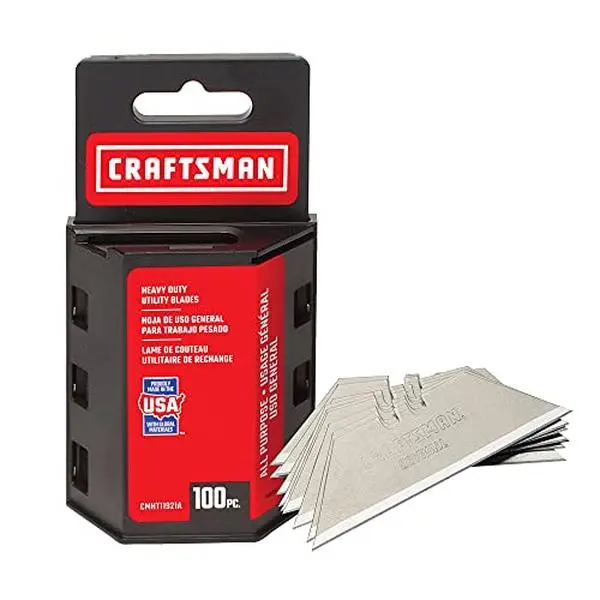 CRAFTSMAN Utility Knife Blades, 100 Pack, for Drywall, Leather, Rubber and More (CMHT11921A) CRAFTSMAN Utility Knife Blades, 100 Pack, for Drywall, Leather, Rubber and More (CMHT11921A)