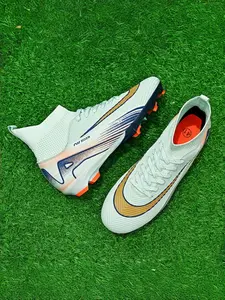 Parent - Child Green - Orange - Blue Gradient High - Top Football Boots, Tech Sports Style, Knitted Mesh Material, Excellent Grip & Comfortable, Ideal for Parent - Child Football Training & Matches, Soccer Cleats, Soccer Shoes