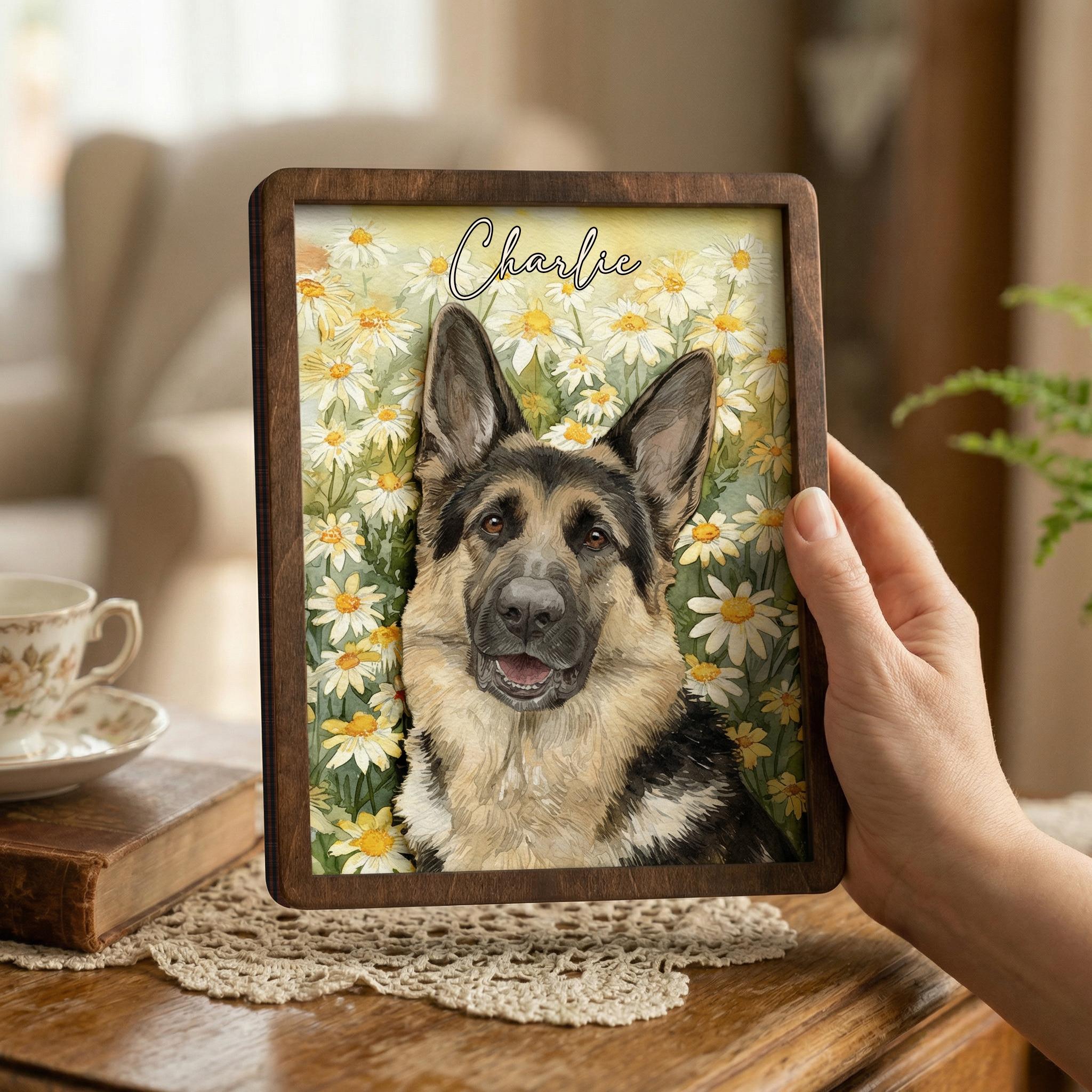 Personalized Pet Memorial Photo Frame, Custom Dog Remembrance Wooden Frame, Pet Loss Sympathy Gift