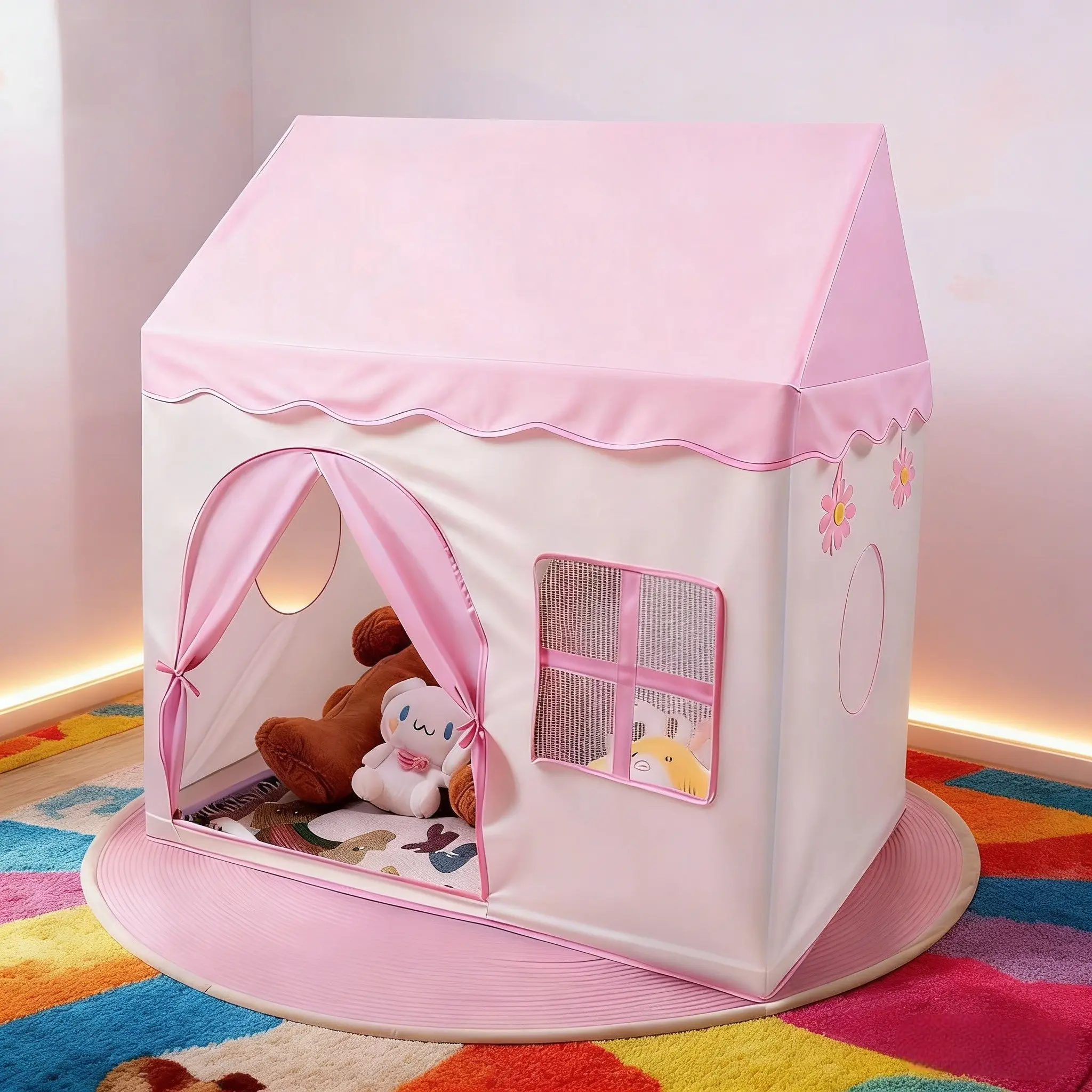 Kids' Toy Castle | Floral Play Tent House | Playhouse | Secret Base & Sleep Tent | Outdoor Beach Toy | Unisex Holiday & Xmas/Halloween Gift | No Accessories