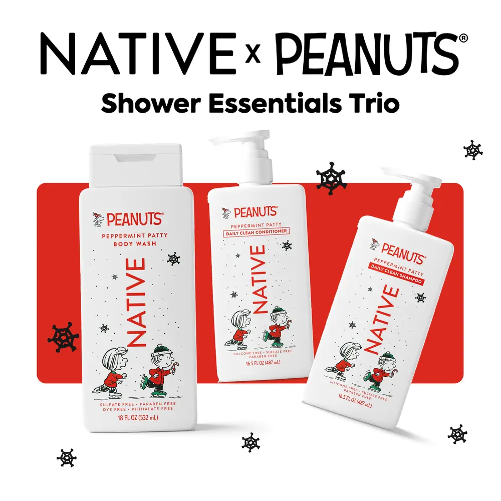 NATIVE Shower Essentials Trio Bundle – Sulfate-free Shampoo, Silicone-free Conditioner, Sulfate-free Body Wash (3‑Piece Set)