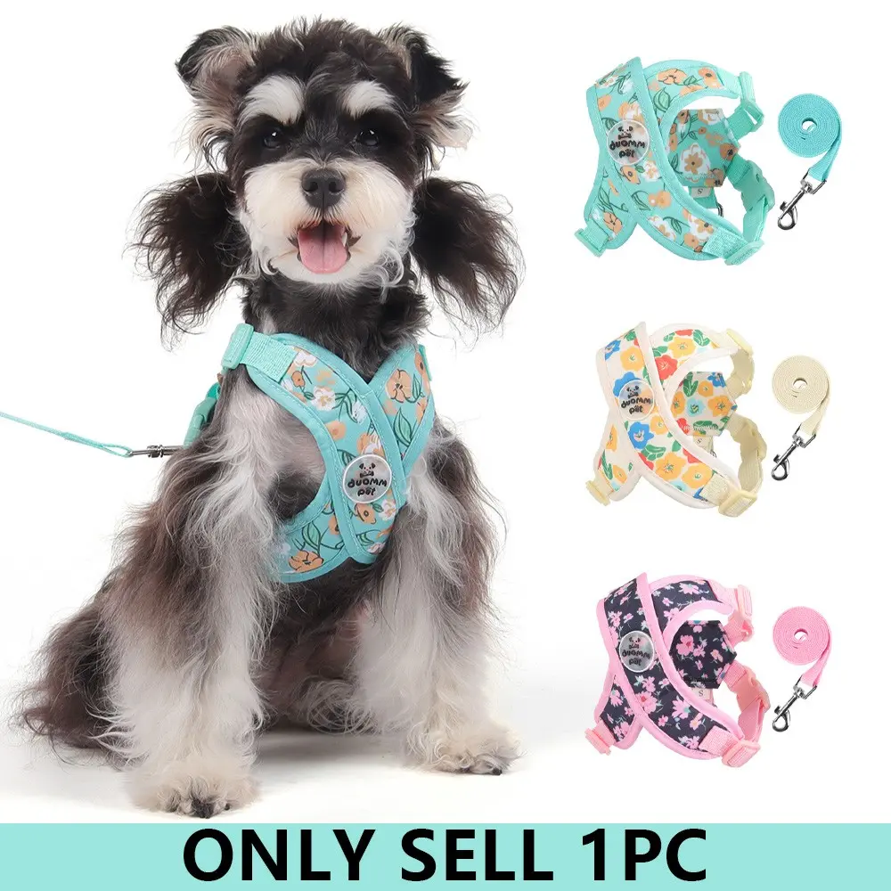Dog Harness Anti-Slip Lightweight Pet Leash, X-Shape Design for Small Dogs, Floral Pattern, Secure Fit, Easy to Use, Puppy Harness
