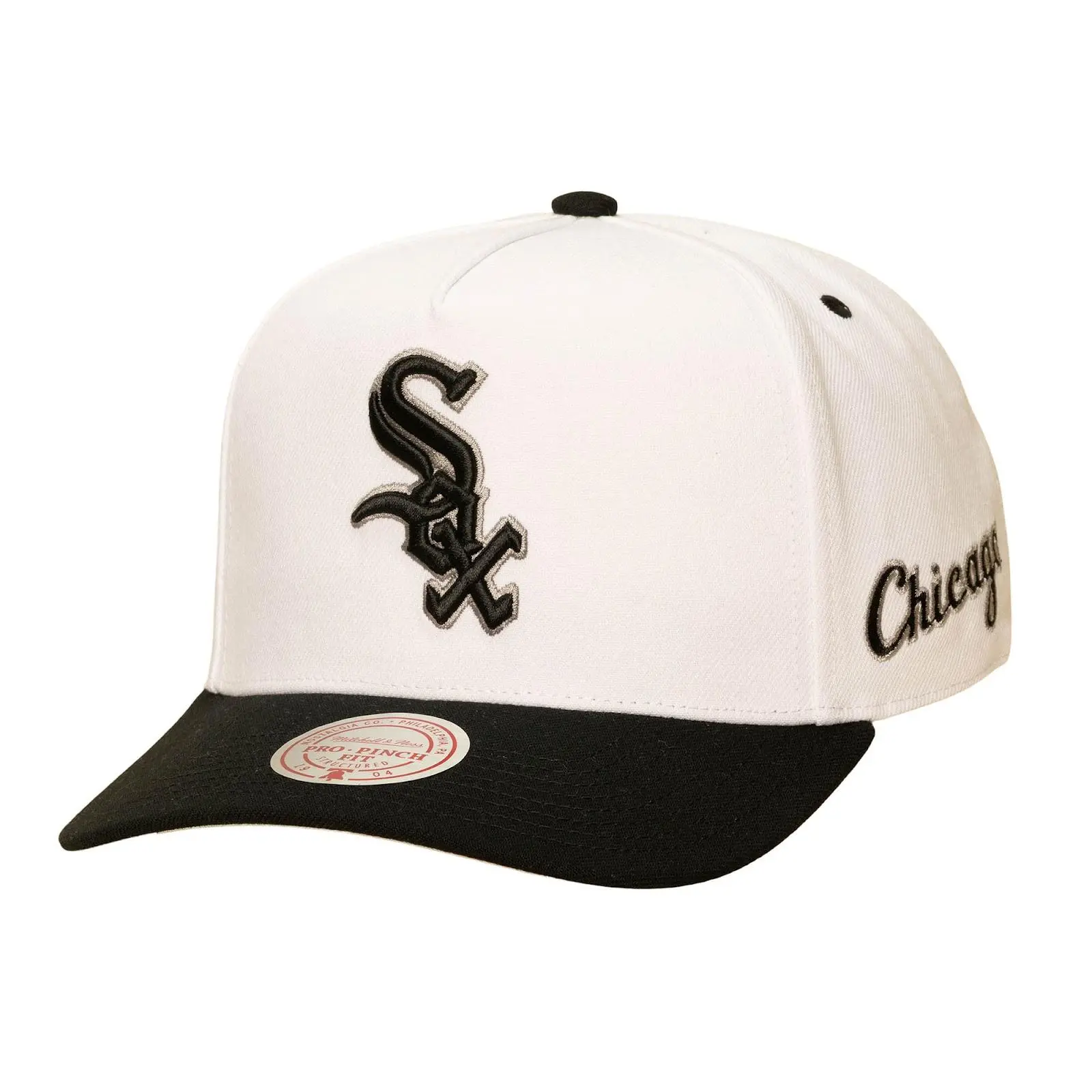 Chicago White Sox White/Black Legendary Home Pro Pinch Snapback Hat MLB Throwback Cap Adjustable Fan Gear Mitchell & Ness