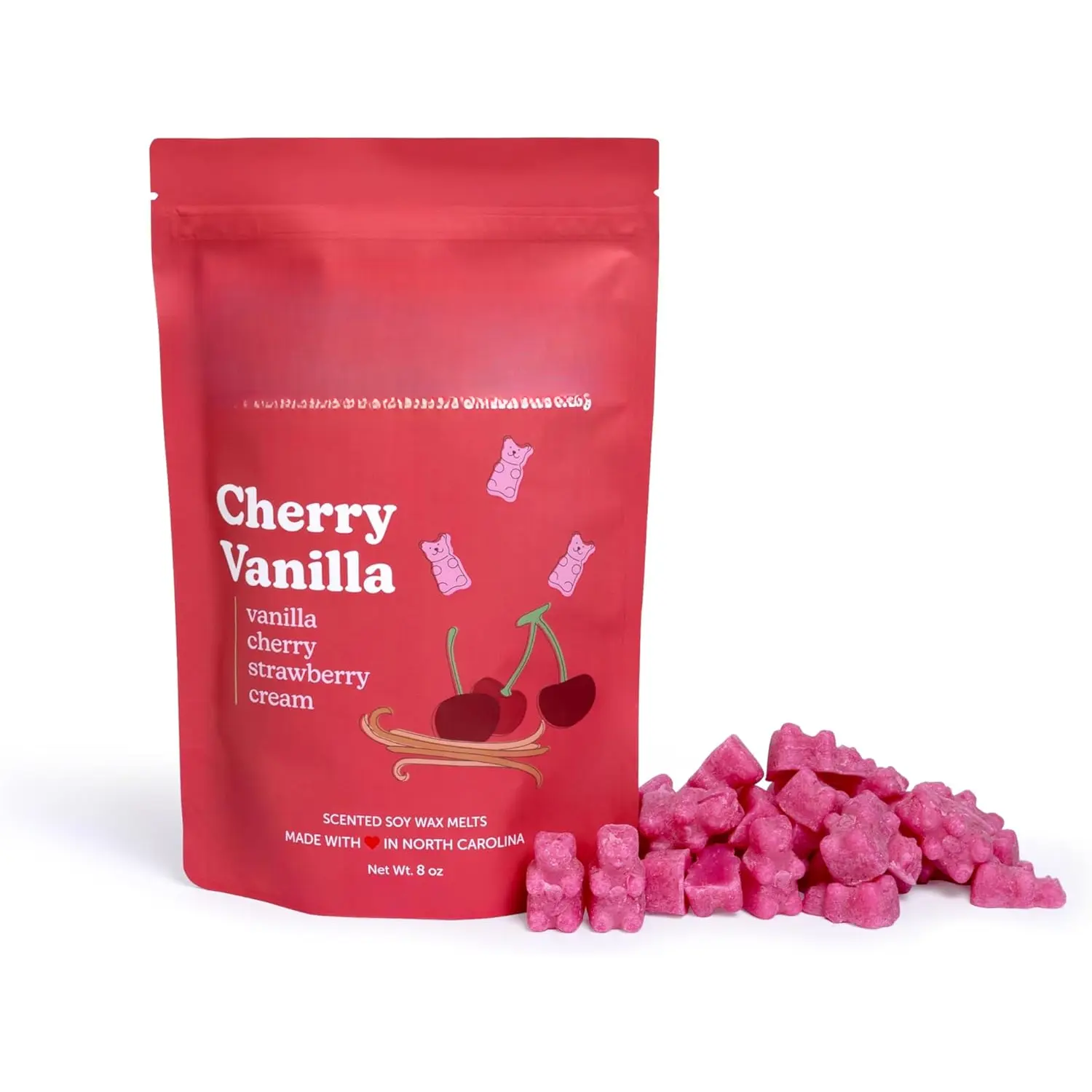 Soy Wax Melts, Spring Cherry Vanilla Scented Aroma Freshener - 8oz Pouch, Durable Tin Compatible Home Decor Candle Accessory