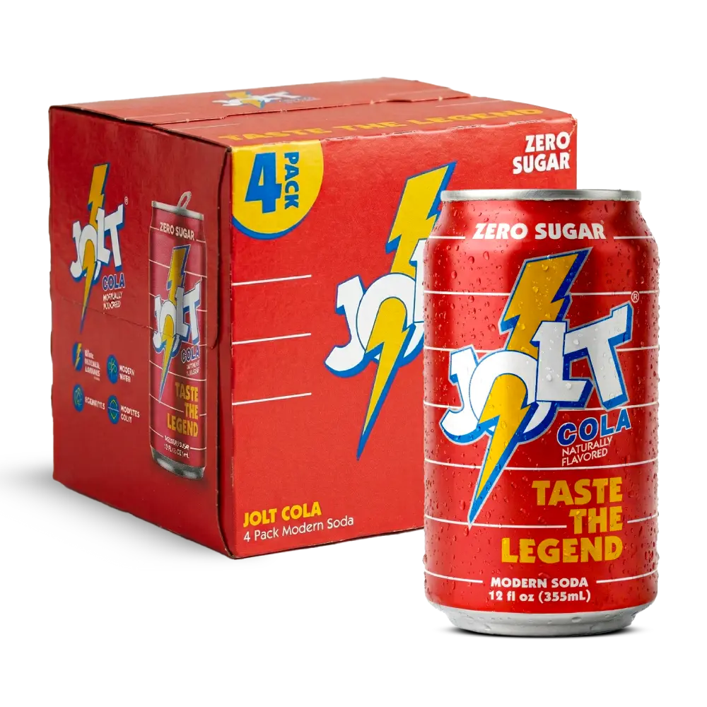 JOLT Modern Soda - Zero Sugar, 80mg Caffeine, Vitamins B6 B12 B5, Prebiotics, Taurine, Alpha GPC, Green Coffee Bean Caffeine, No Fruit Juice, 1g Prebiotic Fiber, 12 fl oz (4 cans)
