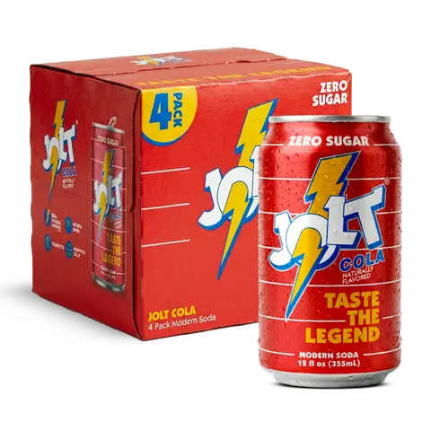 JOLT Modern Soda - Zero Sugar, 80mg Caffeine, Vitamins B6 B12 B5, Prebiotics, Taurine, Alpha GPC, Green Coffee Bean Caffeine, No Fruit Juice, 1g Prebiotic Fiber, 12 fl oz (4 cans)