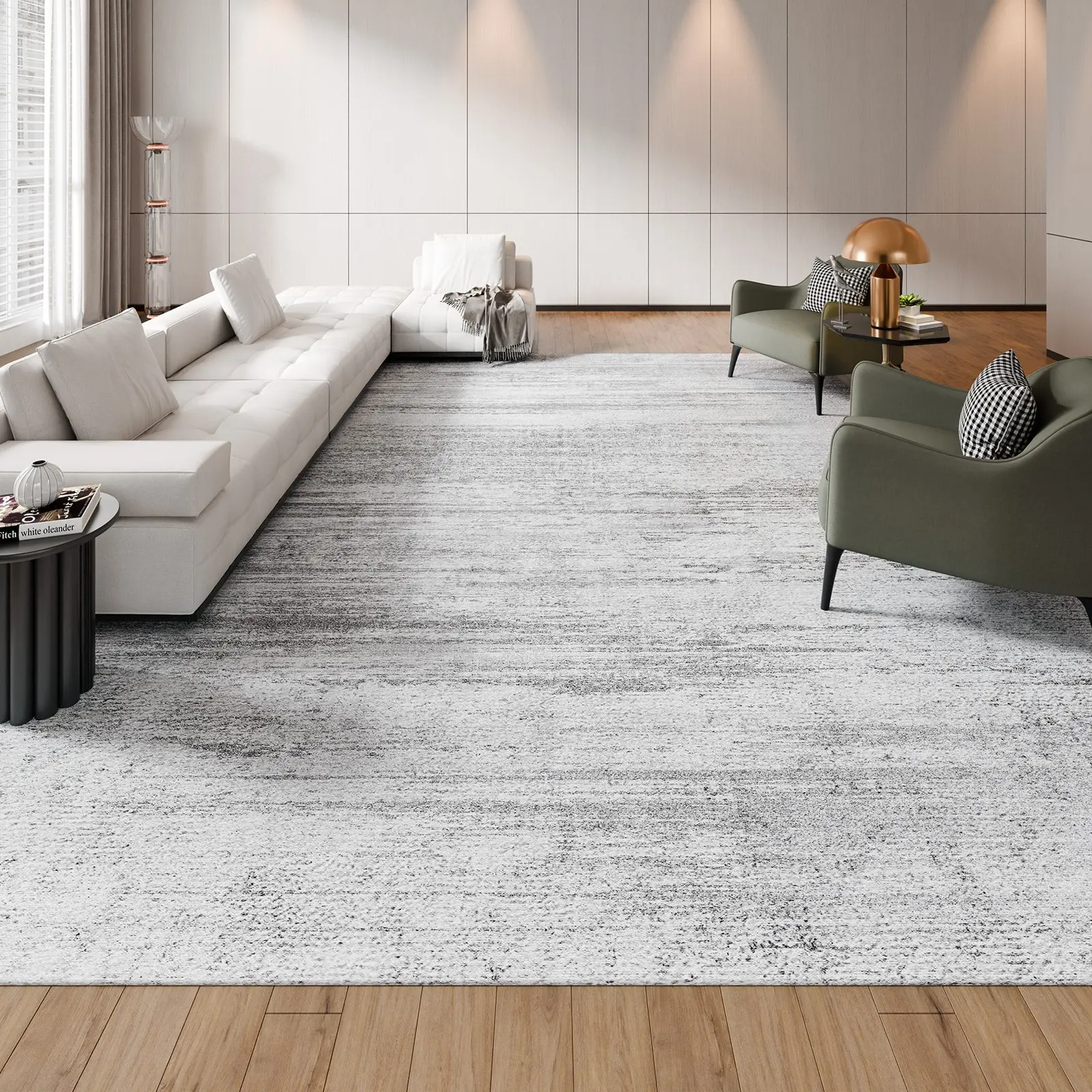 【Summerfinds】VEVOR Area Rug, 10 x 14 ft Large Washable Rug, Non-Slip and Tear-Resistant Soft Carpet, Pet & Child Friendly Modern Area Rugs, Indoor Mat for Bedroom, Office, Living Room, Kids Room, Entryway, Gray