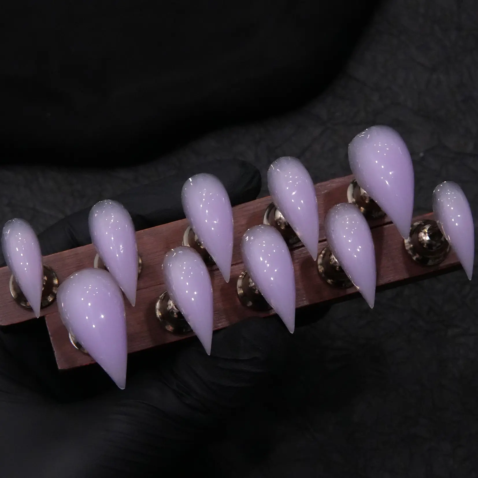 Handmade Ultra-Long Drop-Shaped Press-On Nails - Semi-Transparent Creamy Taro-Scented Gel, Solid Purple Glass-Like Glossy Texture, For Spring-Summer Gentle Girl Aesthetic, Ideal For Everyday Wear & Dates