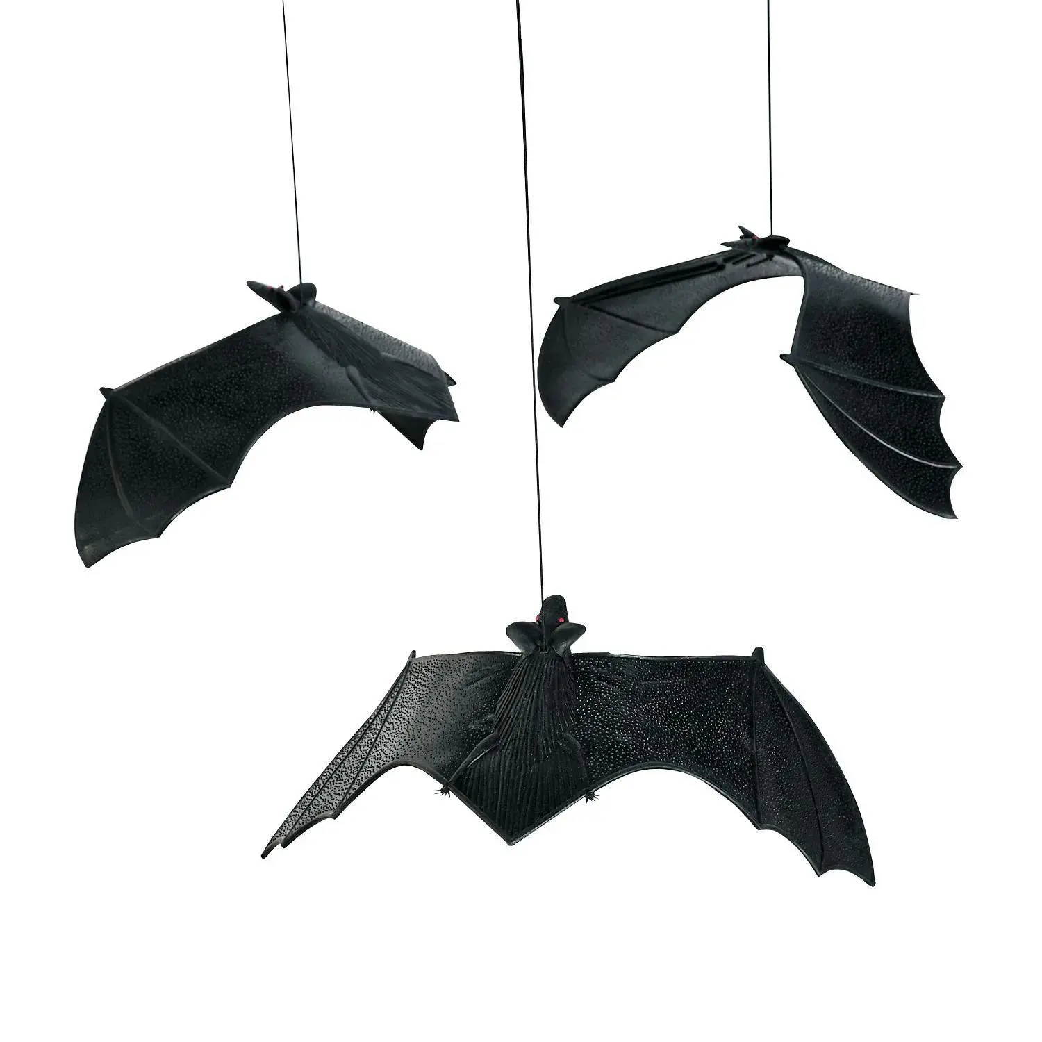 6 1/2" x 13" Hanging Bats Vinyl Halloween Decorations - 12 Pc.