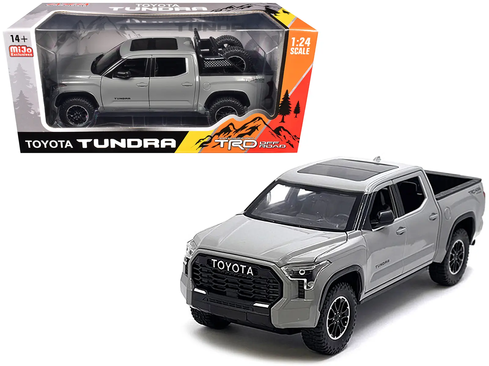 2023 Toyota Tundra TRD 4x4 Pickup Truck Cement Gray with Sunroof and Wheel Rack Diecast Model Car