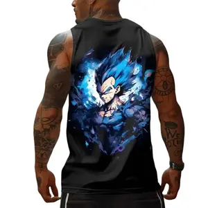 Epic One Piece Skull Tank Top - Dragon Ball Z Vegeta Aura Design for Elite Lifters & Fans - Premium Cotton-Polyester Blend for Gym & Casual Wear