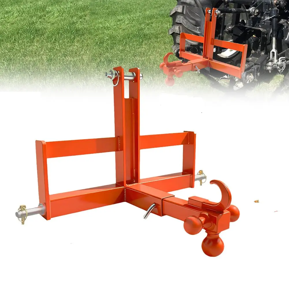 Garvee 3-Point Trailer Hitch for Tractors - Category 1 Quick-Connect Drawbar Adapter, 2" Receiver and Ball, Suitcase Weight Brackets, 10000 Lbs Capacity, Heavy-Duty Steel, Anti-Corrosion Powder Coating, Ballast Tank (Prevents Tractor Tip-Overs), Lower Lif
