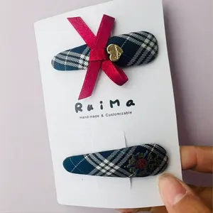 RuiMa Hand-Embroidered Floral Hair Clips for Baby Girls - Vintage Cotton-Linen Barrettes, Set of 2, Gentle & Lightweight, Perfect for Birthday Gifts & Special Occasions